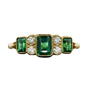 Anello Smeraldo Q500 in Oro Massiccio 18K con Diamante Rotondo Incastonato a Griffe, Gioiello Geometrico da Donna per Fidanzamento - Product Image 5