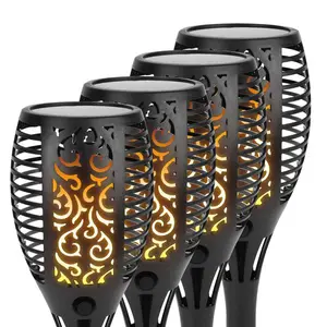 Наружные декоративные садовые фонари на колышке с 96 светодиодами на солнечной батарее, водонепроницаемые фонари с мерцающим пламенем на солнечной батарее