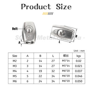 2mm <span class=keywords><strong>3mm</strong></span> 4mm 5mm 6mm T316 <span class=keywords><strong>Serre</strong></span>-câble en acier inoxydable Fil Fil Câble Grip Câble Simplex Pince - Product Image 4