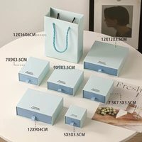 Boîte à bijoux en carton avec tiroir coulissant et doublure en velours pour collier, bague, boucles d'oreilles, emballage cadeau