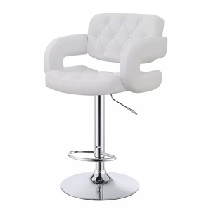 Modernos Taburetes <span class=keywords><strong>de</strong></span> Bar Giratorios <span class=keywords><strong>de</strong></span> 65 cm con Reposabrazos, Respaldo <span class=keywords><strong>de</strong></span> Cuero y Base Plateada <span class=keywords><strong>para</strong></span> <span class=keywords><strong>Cocina</strong></span> y Hogar - Product Image 6