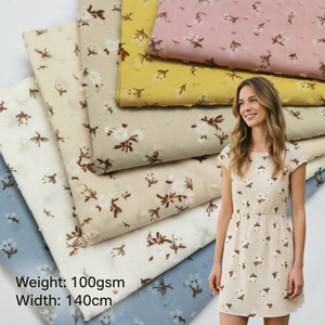 Tela de Algodón Puro RTS 100% con Estampado de Flores Pequeñas y Puntos Jacquard - Product Image 1