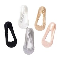 5 paires/lot chaussettes femmes été Ultra-mince Invisible coupe basse Silicone anti-dérapant maille pas de spectacle glace soie solide bateau chaussettes