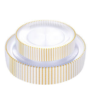 Assiettes de présentation en plastique acrylique transparent perlé de 13 pouces assiettes à dîner décoratives rondes de mariage pour les événements de mise en table - Product Image 1