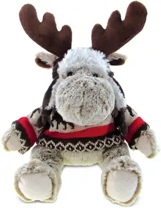 Custom Plush Moose Stuffed Animal Soft Huggable Moose with Sweater and Hat Adorable Playtime Plush Toy