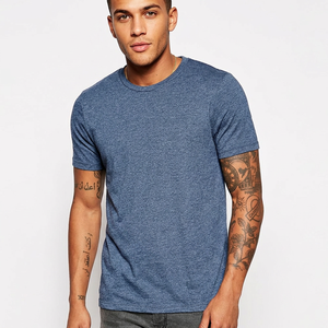 T-shirt bleu chiné pour homme, 210 GSM, mélange de coton, logo personnalisé, marque privée, OEM - Product Image 1