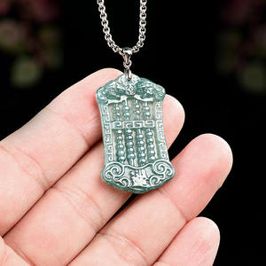 Colgante de Jadeíta Natural con Forma de Ábaco, Plata S925, Unisex, Estilo Chino, Diseño Original, Regalo con Certificado de Tasación D1099 - Product Image 3