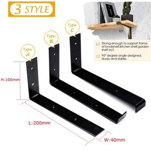Staffa di mensola 8 Pollici Nero L Angolo di Supporto Heavy Duty Industrial Rustico Galleggiante Decor Cast di Ferro Acciaio Inox Mensola A Muro <span class=keywords><strong>Staffe</strong></span> metallo - Product Image 2
