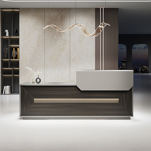 Mostrador de Recepción en Forma de L de Lujo para Edificio de Oficinas, Salón, Gimnasio, Barbería, Escritorio de Recepción - Product Image 1