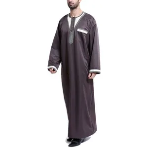 Factory Price men thobe Latest abaya black thobe men muslim dress muslim rope latest design dubai thobe for men