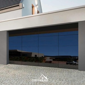 Cosyhouse Luxe Grain de Bois Cannelé Vertical Pliant Aluminium Porte de Garage EN14351-1 Coupe-Feu Insonorisé Isolation Thermique - Product Image 4