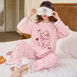 Set di indumenti da notte autunno e inverno in velluto tedesco <span class=keywords><strong>pigiama</strong></span> carino cartone animato da <span class=keywords><strong>donna</strong></span> dolce caldo Cashmere AB può indossare il <span class=keywords><strong>pigiama</strong></span> - Product Image 3