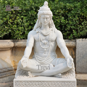 Tevi intagliato a mano dio indiano scultura religiosa in pietra naturale marmo bianco signore Shiva statua per la decorazione - Product Image 2