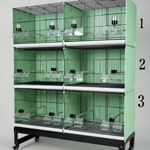 Cage à oiseaux de grande taille améliorée - 4 portes avant, panneau arrière complet et séparateur pour la reproduction, volière pour perroquets avec protection contre les graines - Product Image 6