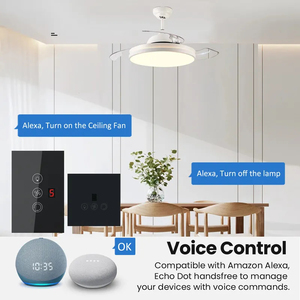 2024 Tuya APP Wifi <strong>Fan</strong> Lights Wall <strong>Switch</strong> Panel <strong>Display</strong> Level 5 Wind Speed with Alexa Voice <strong>Control</strong> - Product Image 3