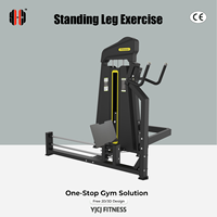 Appareil professionnel de musculation des mollets debout avec poignées à double prise, plateforme inclinée pour les pieds, structure en acier, capacité de charge de 80 kg