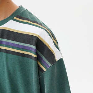 <span class=keywords><strong>T</strong></span>-<span class=keywords><strong>shirt</strong></span> décontracté pour <span class=keywords><strong>homme</strong></span> en coton 100% vintage lavé, à rayures <span class=keywords><strong>camouflage</strong></span>, à manches courtes, imprimé tendance, ample et polyvalent - Product Image 3