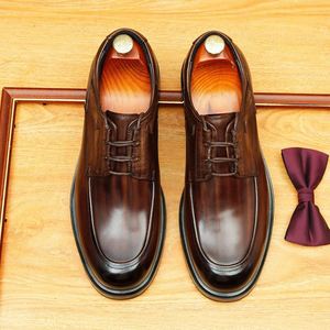 High Quality Large-Sized Men's Office Shoes <b>Toe</b> Lace-Up Lightweight Anti-Slip Breathable Genuine Leather Business Wedding Autumn - Product Image 5