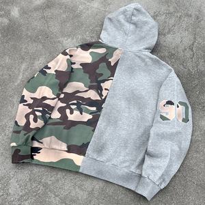 Hoodie camouflage premium à épaules tombantes, broderie personnalisée, fermeture éclair, unisexe, coupe oversize, épais, design de créateur - Product Image 2
