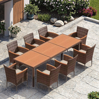 Ensemble de table et de chaises de jardin modernes pour l'extérieur, en rotin tendance, respirant et confortable, table et chaises de salle à manger pour l'extérieur