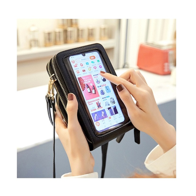 BPF Transparent Touch Screen  Purse Small Shoulder Cross Body Bags Women Handbags Mini Mobile Phone Bags