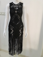 Robe longue de luxe en tissu italien ajouré pour femmes, tenue de styliste avec pompon, collection automne-hiver 2022