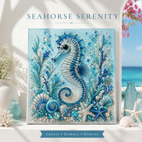 Kit de Peinture Diamant 5D KS Craft Motif Hippocampe Dessin Animé Imprimé, Effet Scintillant Spécial Vie Marine, Art Mural Sous-Marin DIY Écologique