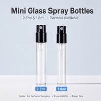 Flacons d'échantillons de parfum à bouchon à pression 1,8 ml 2,5 ml, noirs, portables, avec impression de logo personnalisée, en stock, vente chaude, haute qualité