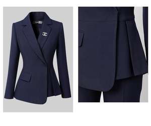 2024 <span class=keywords><strong>abbigliamento</strong></span> personalizzato da <span class=keywords><strong>donna</strong></span> abito da lavoro uniforme in due pezzi blu Navy Hotel direttore della banca impiegato <span class=keywords><strong>abbigliamento</strong></span> da lavoro formale - Product Image 5