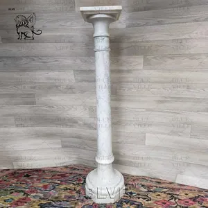 BLVE 사용자 정의 크기 손 조각 외부 장식 간단한 기둥 디자인 흰색 대리석 돌 로마 기둥