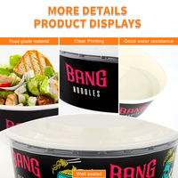 Bol en papier blanc jetable avec couvercle pour salade, soupe, gâteau, yaourt, emballage kraft écologique personnalisé, utilisation à emporter