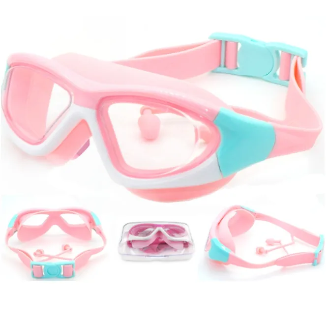 swimming goggles with case for kids silicone all-in-one earbuds hd anti-fog diving goggle kids swim goggles