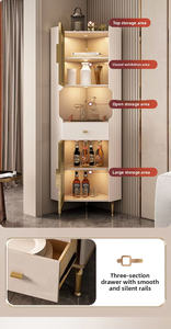 Vitrina Minimalista de Esquina para Vinos con Vidrio Estriado e Iluminación LED, Mueble <span class=keywords><strong>Bar</strong></span> Alto y Estrecho para el Hogar y la Entrada - Product Image 6