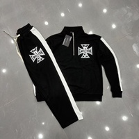 Ensemble unisexe en molleton à col montant style américain, sweat-shirt demi-zip et pantalon de survêtement, collection MixedEmotion