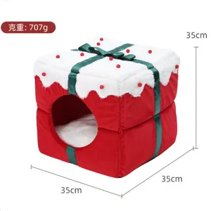 Handmade High Quality Eco-Friendly Pet House Luxury Santa Design Cat Cave And Dog Bed Warm And Cozy Cat Bed For Home