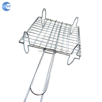 Filet de gril pliant carré détachable en acier inoxydable pour barbecue personnalisé Filet de poisson grillé avec clip