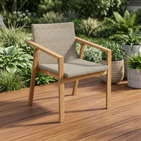 Chaise de salle à manger d'extérieur en teck massif - Imperméable et écologique pour jardin, terrasse et restaurant