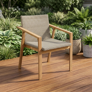 Chaise de salle à manger d'extérieur en teck massif - Imperméable et écologique pour jardin, terrasse et restaurant - Product Image 4