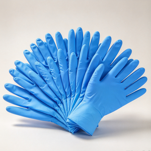 Gants jetables en nitrile d'épaisseur moyenne, imperméables, pour le nettoyage domestique et la cuisine, longueur poignet, texture lisse, bleus - Product Image 1