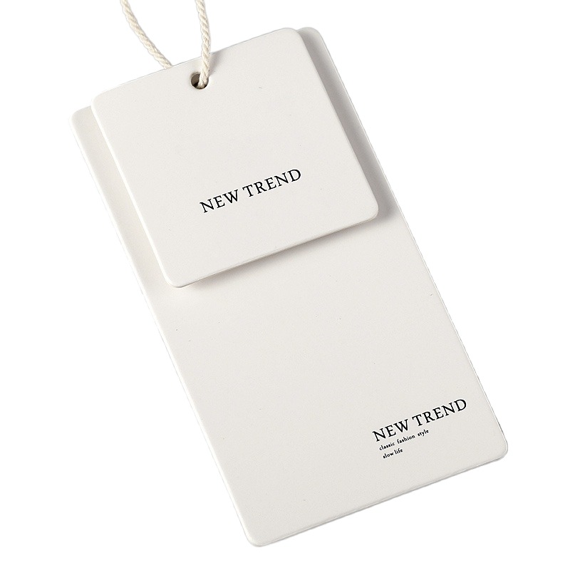 Factory Custom Hang Tag Embossed Logo White Matte Paper Clothing Hanging Tags
