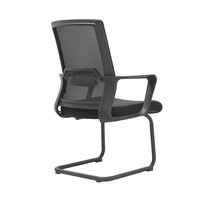 Chaise de bureau ergonomique noire sans roulettes, dossier mi-haut en maille, avec base en traîneau, pour réception et visiteurs