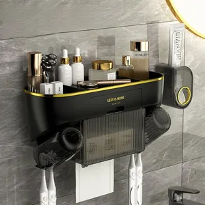 bathroom toothbrush rack cup holder wall-mounted tissue storage box multi-functional toothpaste dispenser