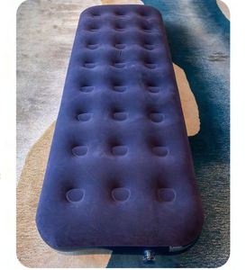 Matelas pneumatique portable de camping de haute qualité, 24 trous, taille simple, bleu, écologique, en PVC floqué, lit gonflable - Product Image 2