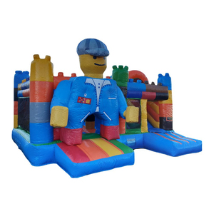 Château gonflable à thème de blocs de construction avec toboggan, grand château gonflable pour enfants, idéal pour les fêtes - Product Image 1
