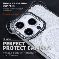 Étui magnétique anti-impact pour iPhone 14 15 Pro Max Étui de luxe en TPU transparent avec lanière Étui de téléphone Sangle Logo personnalisé Étui pour iPhone 15 Pro