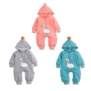 Ropa de invierno para bebés de Google Baby Shops, mono de manga larga de color sólido, mono de pato lindo para bebés - Product Image 1
