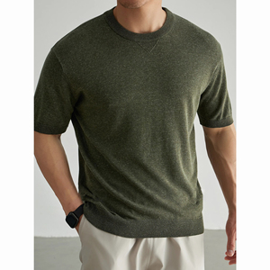 亚麻混纺针织短袖t恤夏季新款休闲商务t恤男式打底衫 - Product Image 3