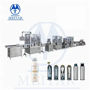 Automatic Shaving Gel Spray, Shaving Foam, Shaving Foam Cream Aerosol Spray Filling Crimping Capping Machine Line