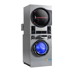 22kg Laundromat Stacked Washer And Dryer Industrial Laundry Wash Machines Double Washer Dryer For Hotel University