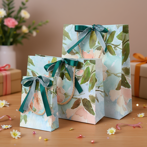 D0100XUZ3WW Handmade <b>Paper</b> Gift Bags 3 Sizes Set For Valentine's Day <b>Birthday</b> Wedding With Ribbons Included - Product Image 2